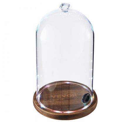 1530-1 - 6.9" VEVOR Glass Smoking Cloche with Wooden Base for Cocktails