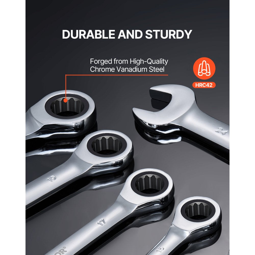J0016H - 16-Piece Chrome Vanadium Wrench Set, 8mm to 24mm Range