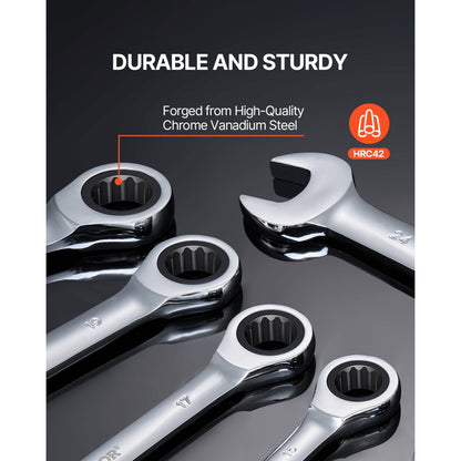 J0016H - 16-Piece Chrome Vanadium Wrench Set, 8mm to 24mm Range