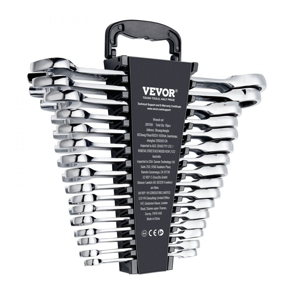 J0016H - 16-Piece Chrome Vanadium Wrench Set, 8mm to 24mm Range