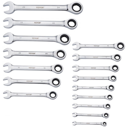 J0016H - 16-Piece Chrome Vanadium Wrench Set, 8mm to 24mm Range