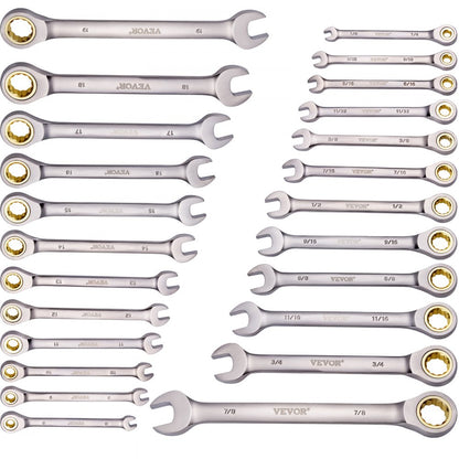 J0024H - 24-Piece SAE/Metric Wrench Set with 72-Tooth Ratchet