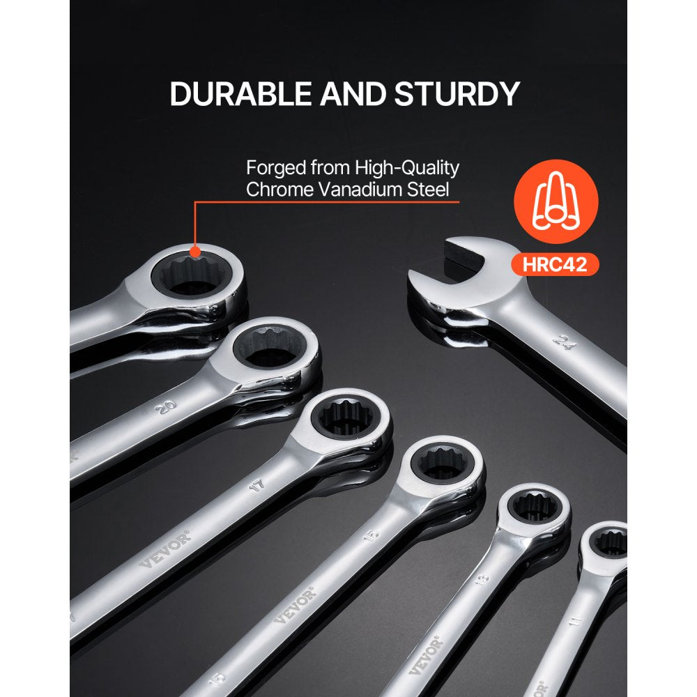 J0030H - 30-Piece Durable Wrench Set with 72-Tooth Ratchet, Metric & SAE