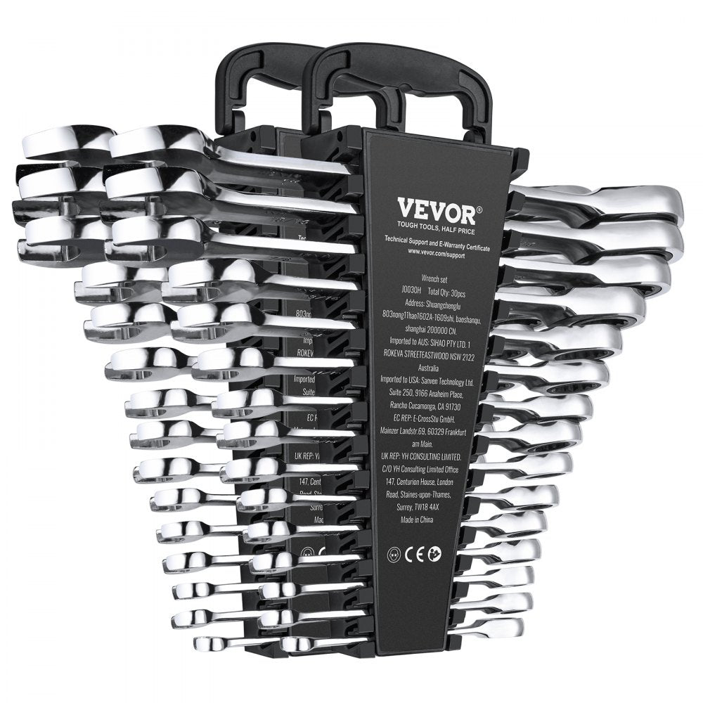 J0030H - 30-Piece Durable Wrench Set with 72-Tooth Ratchet, Metric & SAE