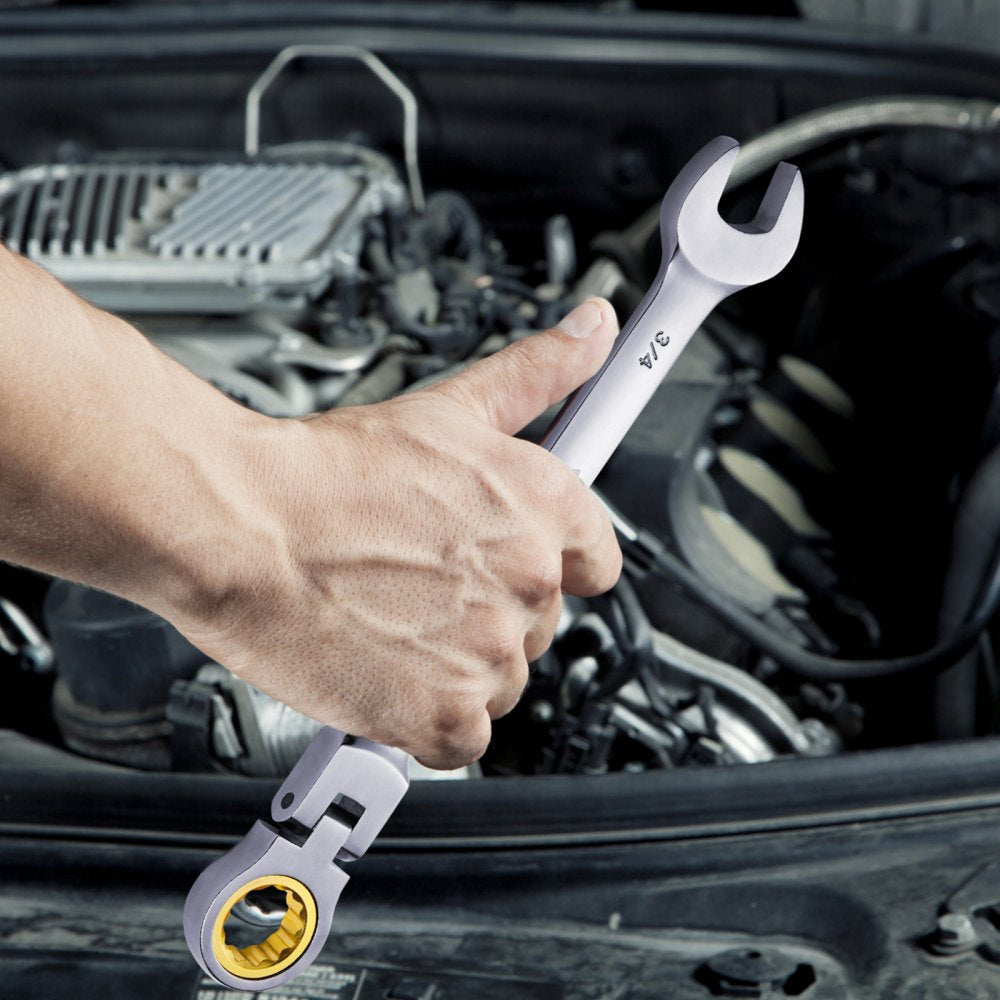 J008BY - 8-Piece Flex-Head Ratcheting Wrench Set, SAE 5/16"-3/4"