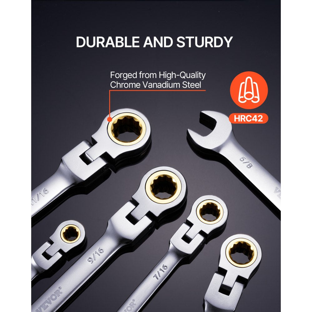 J008BY - 8-Piece Flex-Head Ratcheting Wrench Set, SAE 5/16"-3/4"