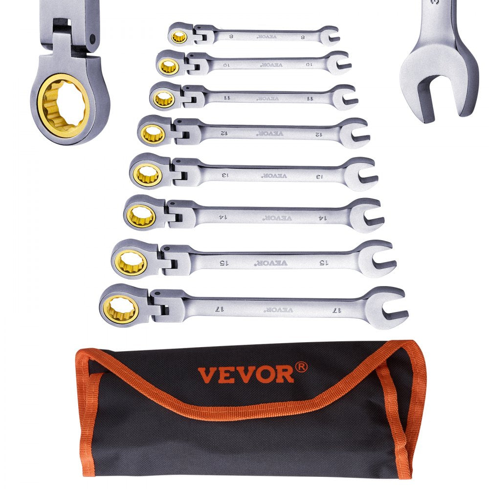 J008BG - 8-Piece Flex-Head Ratchet Wrench Set 8 mm to 17 mm
