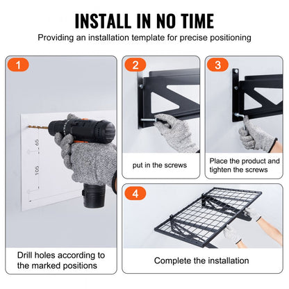ML2436 - Heavy Duty Wall Mounted Shelving, 250 lbs Capacity, Metal