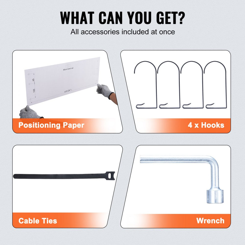 ML2436 - Heavy Duty Wall Mounted Shelving, 250 lbs Capacity, Metal