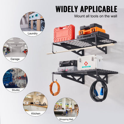 ML2436 - Heavy Duty Wall Mounted Shelving, 250 lbs Capacity, Metal