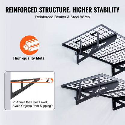 ML2448 - Metal Garage Wall Shelving, 251 lbs Capacity, Easy Installation