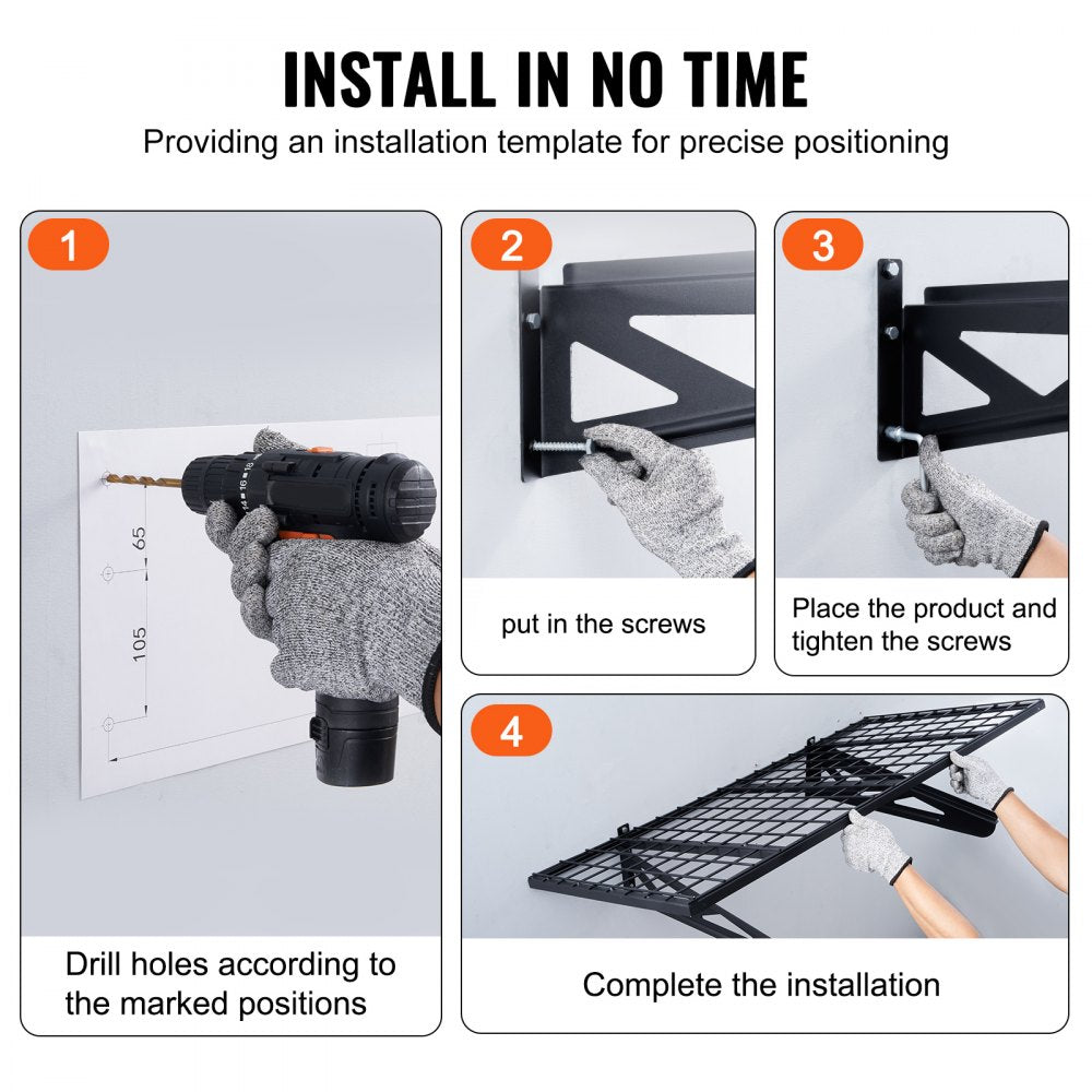 ML2448 - Metal Garage Wall Shelving, 251 lbs Capacity, Easy Installation