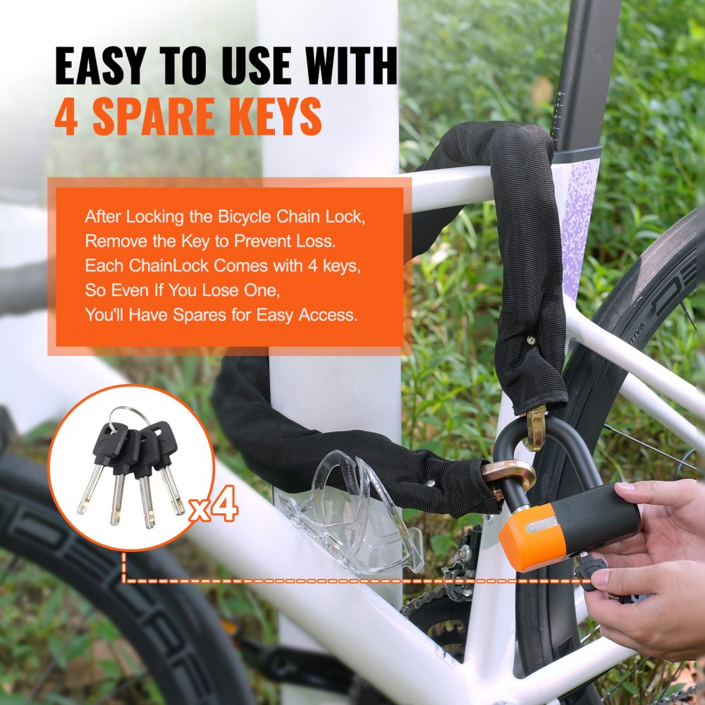 82820 - 100cm VEVOR Heavy-Duty Bike Chain Lock for Enhanced Security