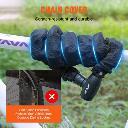 85902 - 180cm Heavy Duty Steel Bike Chain Lock with 4 Keys