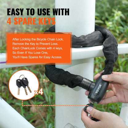 85911 - 120cm VEVOR Heavy-Duty Bicycle Chain Lock for Maximum Security