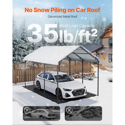 KD-TPQC-005-10x15ft - Heavy-Duty 10x15ft Carport with Q195 Steel Frame