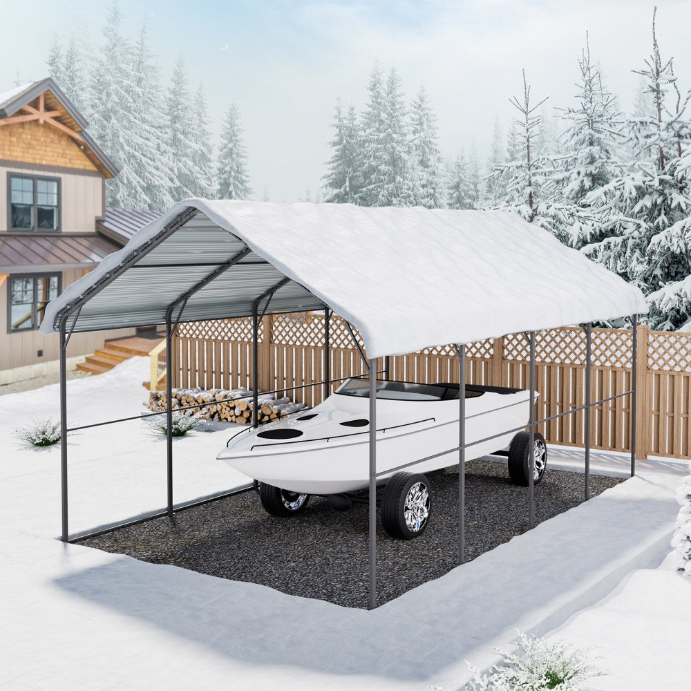 KD-TPQC-006-12x20ft - Durable 12' x 20' Steel Carport for Boats & Vehicles