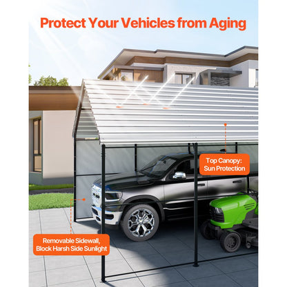 KD-TPQC-007-13x26ft - Durable 13x26ft Heavy-Duty Steel Carport Shelter