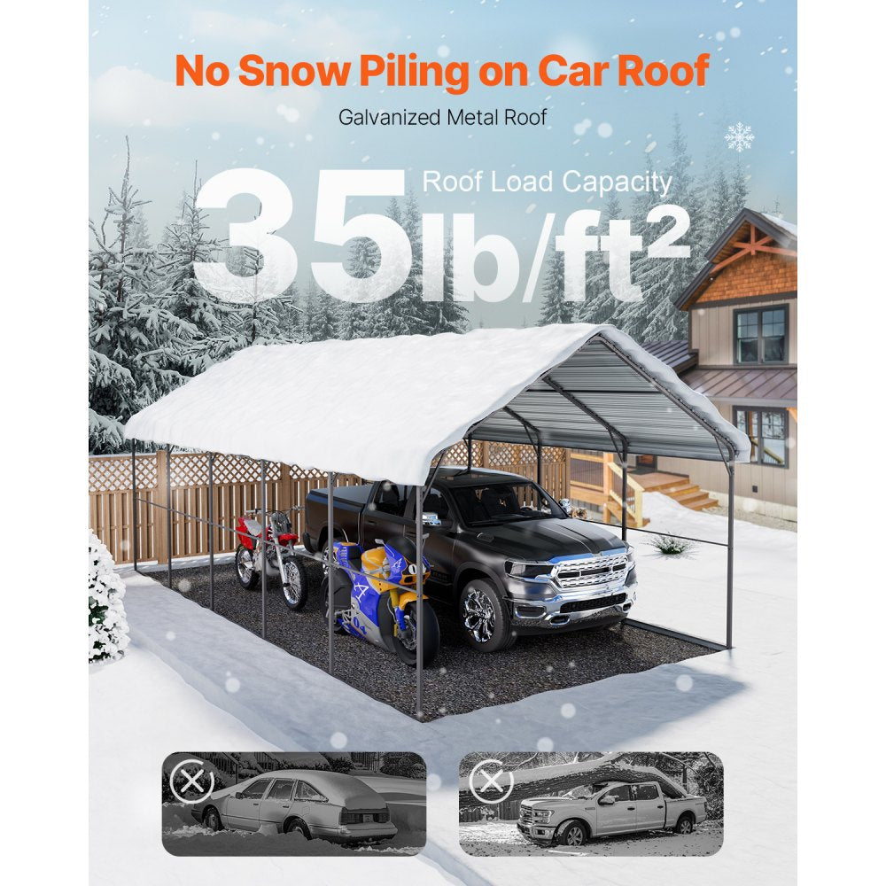 KD-TPQC-007-13x26ft - Durable 13x26ft Heavy-Duty Steel Carport Shelter