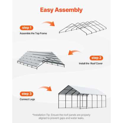 KD-TPQC-007-13x26ft - Durable 13x26ft Heavy-Duty Steel Carport Shelter