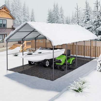 KD-TPQC-007-13x26ft - Durable 13x26ft Heavy-Duty Steel Carport Shelter