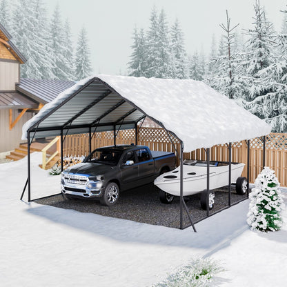 KD-TPQC-006-20x20ft - 20x20 ft Heavy-Duty Steel Carport for All Weather Protection