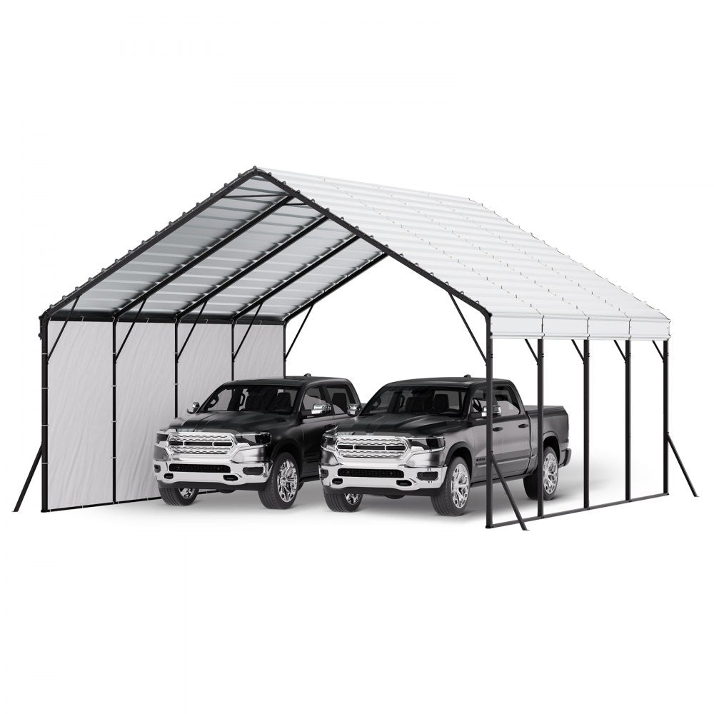 KD-TPQC-006-20x20ft - 20x20 ft Heavy-Duty Steel Carport for All Weather Protection