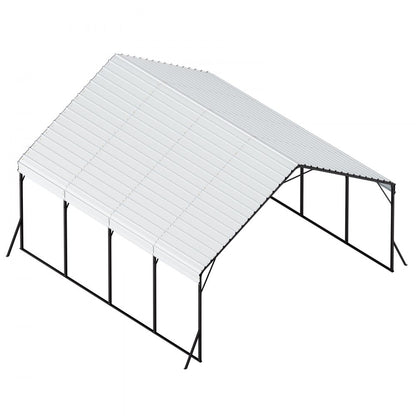 KD-TPQC-006-20x20ft - 20x20 ft Heavy-Duty Steel Carport for All Weather Protection