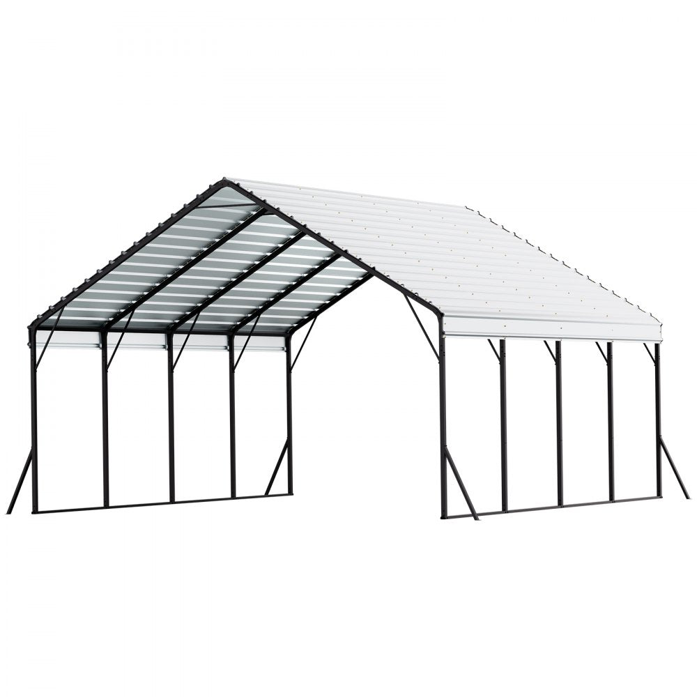 KD-TPQC-006-20x20ft - 20x20 ft Heavy-Duty Steel Carport for All Weather Protection