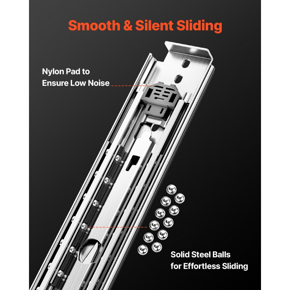 7601Z-20 - Heavy-Duty Steel Drawer Slides, 18-60 in Full Extension, 500 lbs Capacity