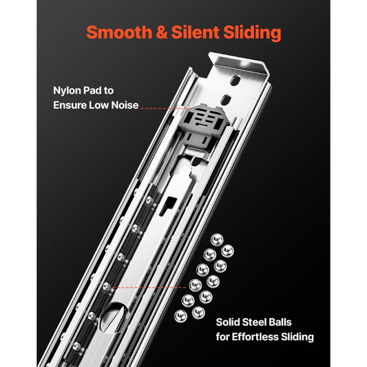 7601Z-38" - Heavy-Duty 39" Steel Drawer Slides, 500 lbs Capacity