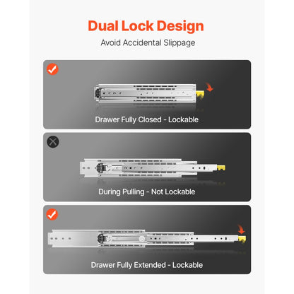 7601Z-60 - 3 in Steel Drawer Slides, 500 lbs Capacity, Full Extension