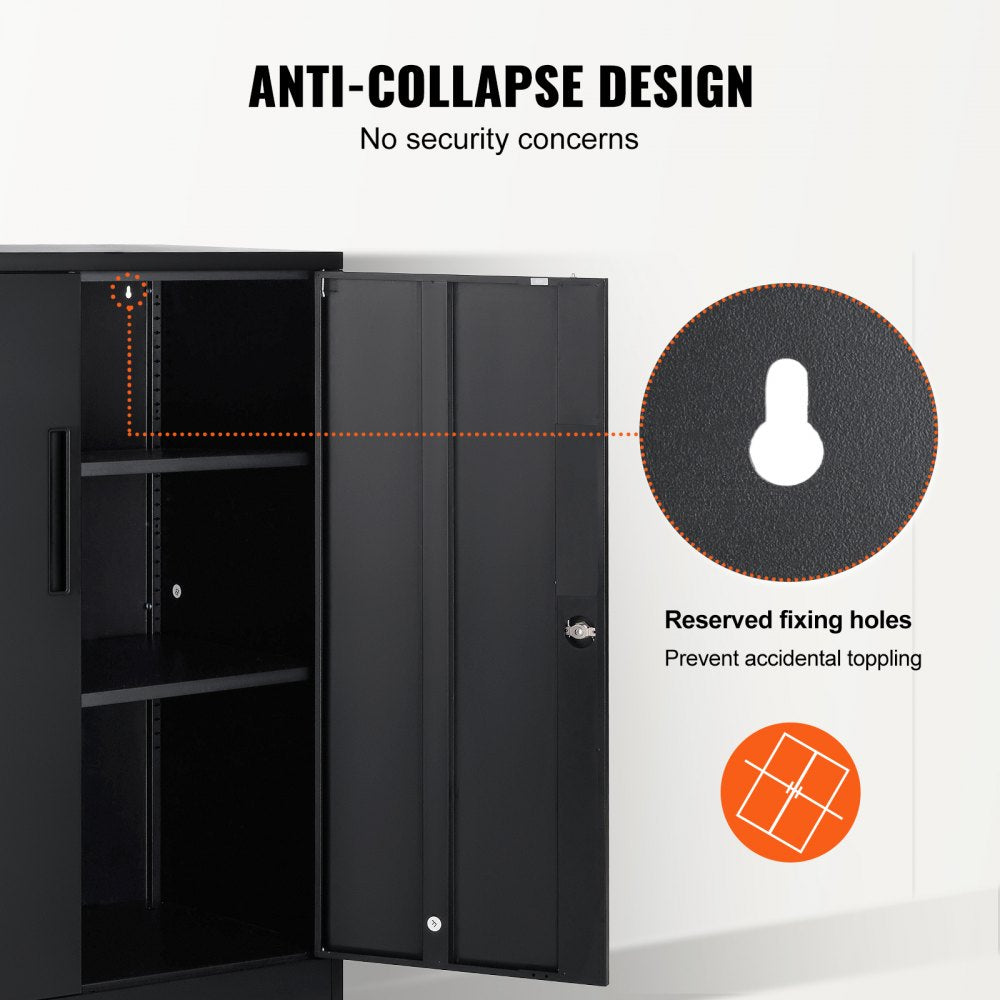 010219292057 - Versatile Metal Storage Cabinet with 2 Shelves & Locking Design
