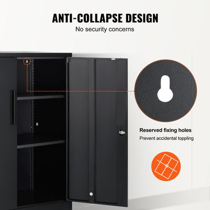 010219292057 - Versatile Metal Storage Cabinet with 2 Shelves & Locking Design