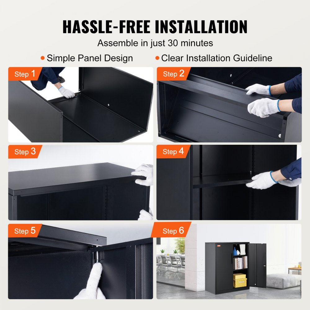 010219292057 - Versatile Metal Storage Cabinet with 2 Shelves & Locking Design