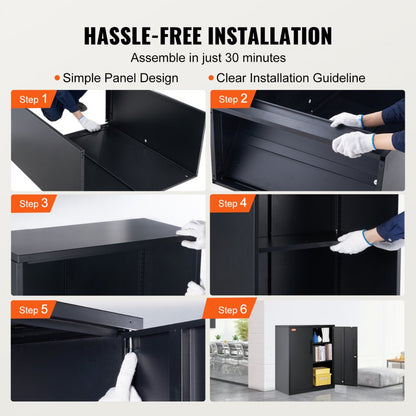 010219292057 - Versatile Metal Storage Cabinet with 2 Shelves & Locking Design