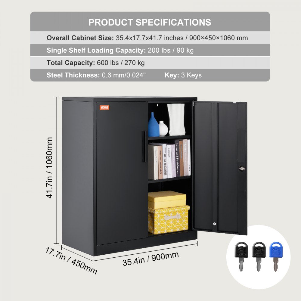 010219292057 - Versatile Metal Storage Cabinet with 2 Shelves & Locking Design