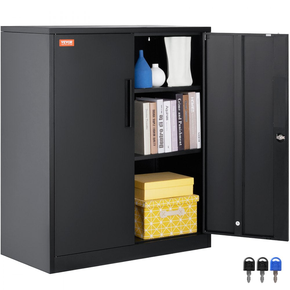 010219292057 - Versatile Metal Storage Cabinet with 2 Shelves & Locking Design