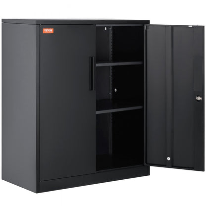 010219292057 - Versatile Metal Storage Cabinet with 2 Shelves & Locking Design