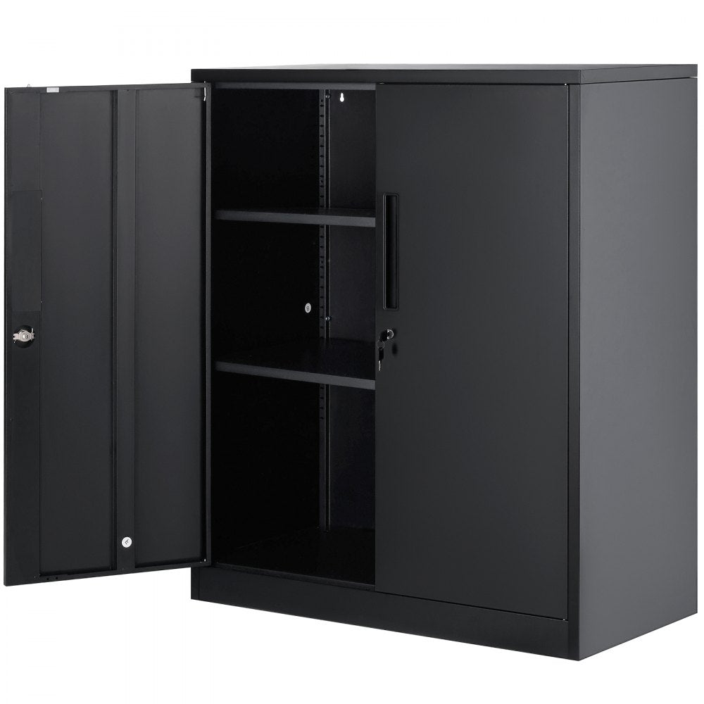 010219292057 - Versatile Metal Storage Cabinet with 2 Shelves & Locking Design