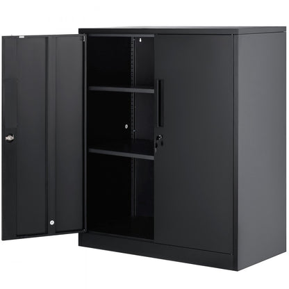 010219292057 - Versatile Metal Storage Cabinet with 2 Shelves & Locking Design