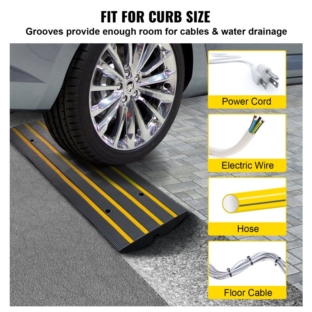 C03 - Heavy-Duty Rubber Curb Ramp, Non-Slip, Supports 33,069 lbs