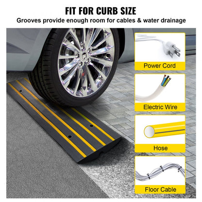 C03 - Heavy-Duty Rubber Curb Ramp, Non-Slip, Supports 33,069 lbs