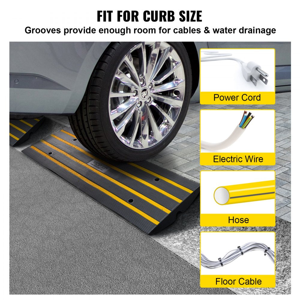 C03 - Heavy-Duty Rubber Curb Ramp for Steep Driveways, 33069 lbs Capacity