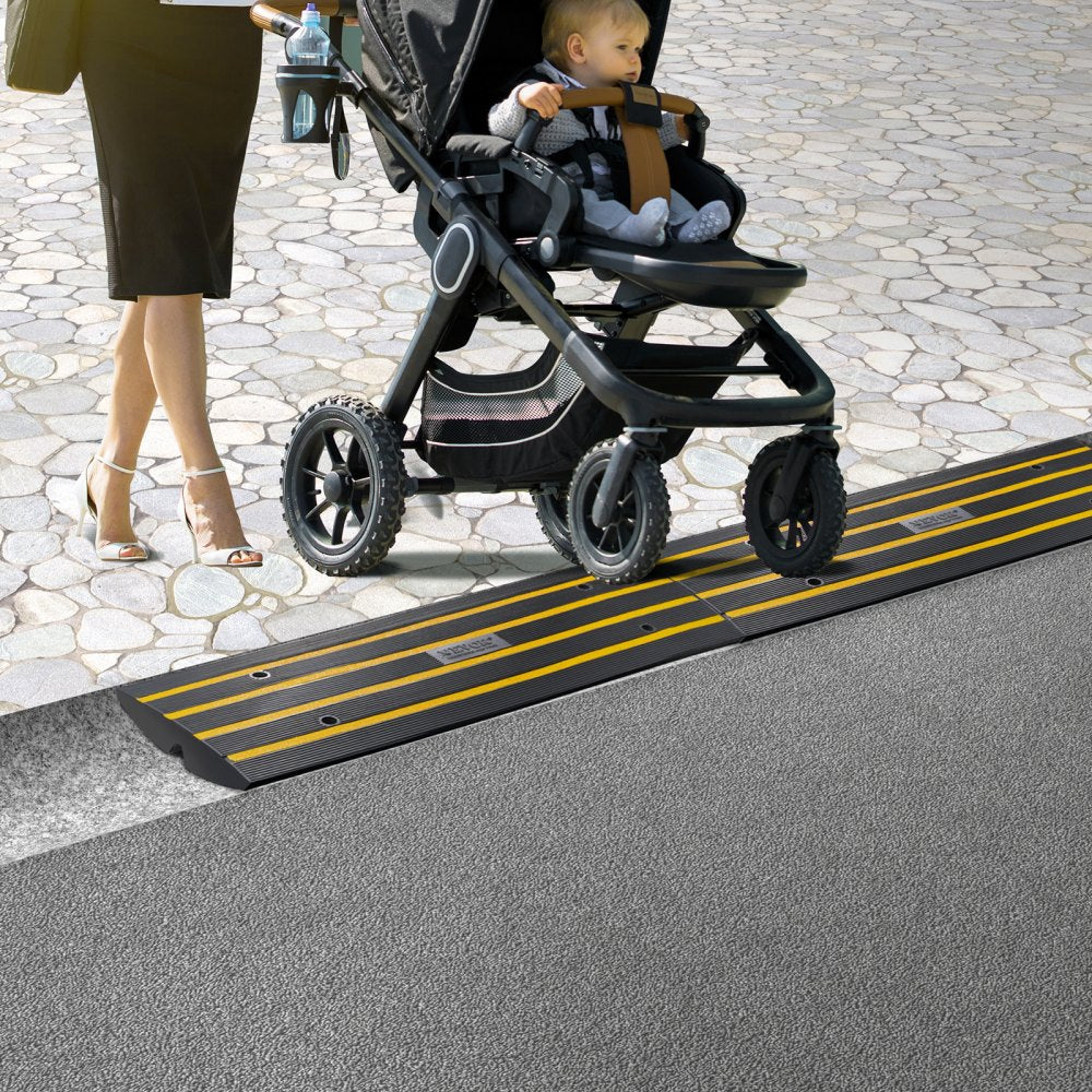 C03 - Heavy-Duty Rubber Curb Ramp for Steep Driveways, 33069 lbs Capacity