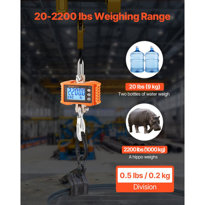 OCS-S - Heavy-Duty Digital Crane Scale, 2200 lbs Capacity, Infrared Remote