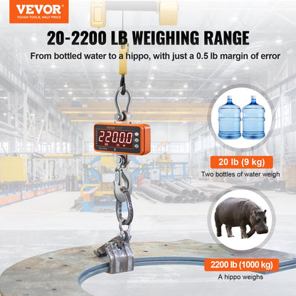 OCS-S1 - VEVOR Heavy Duty Digital Crane Scale, 20-2200 lb Capacity