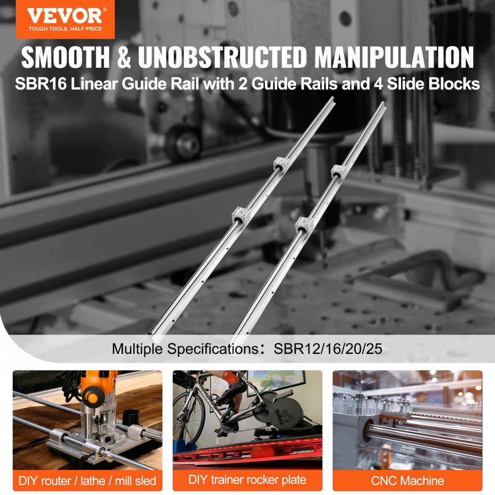 SBR16-C 1500L - 59" High-Carbon Steel Linear Guide Rail Set