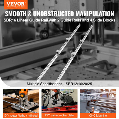 SBR16-C 1500L - 59" High-Carbon Steel Linear Guide Rail Set