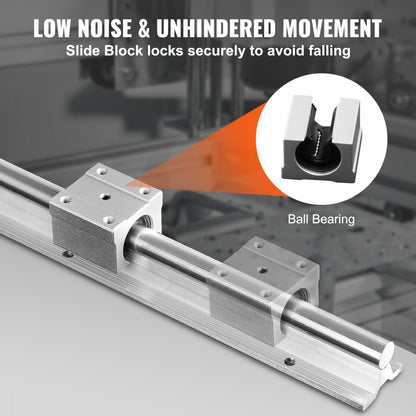 SBR20-C 1200L - 47.2" Steel Linear Guide Rail Set for CNC & DIY Projects